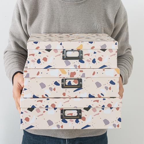Soul & Lane - Cardboard Storage Boxes with Lids, Set of 3, Terrazzo - Image 3