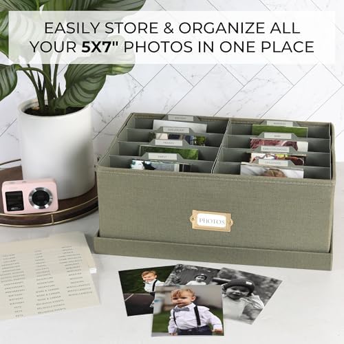 Decorative Photo Storage Box - Sturdy Linen Organizer Holds 1700 Photos - Image 2