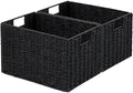 Vagusicc Wicker Storage Basket, Set of 2 Hand-Woven Paper Rope Wicker Basket, Small Storage Baskets for Organizing Toilet Paper Baskets, Foldable Large Cube Storage Organizer Bin for Shelves (Black) by Vagusicc