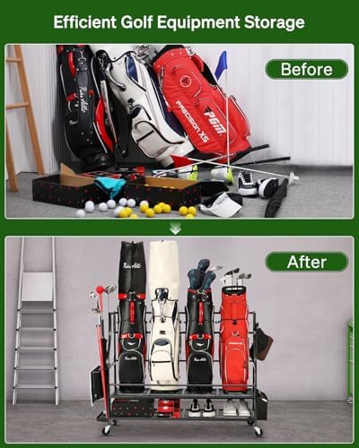 FHXZH Golf Bag Storage Garage Organizer - Golf Bag Stand with Wheels - Image 6