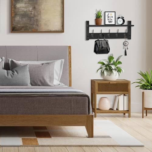 Sorbus Coat Rack Wall Mount with Shelf (Black, 24 Inch) - Image 6
