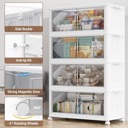 BROVIEW V60 700QT Plastic Stackable Storage Bins with Lid, 5Pack White - Image 5