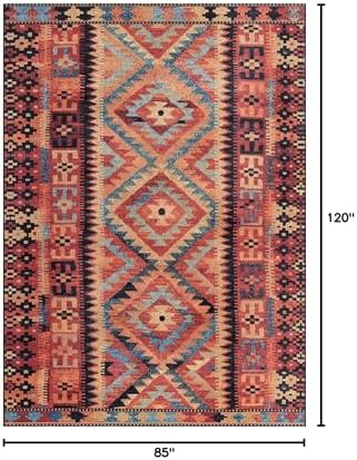 Unique Loom Outdoor Tribal Collection Area Rug - Tortuguero (7' 1" x 10' Rectangle Multi/Blue) - Image 2