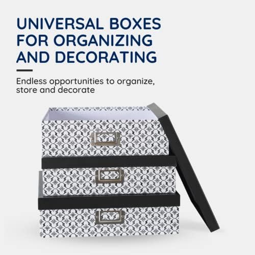 Soul & Lane - Black and White Jumbo Scrapbook Storage Boxes, Set of 3 - Image 2