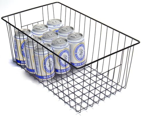 Freezer Organizer Bins - 3 Pack Stand Up Freezer Baskets for 16，17，21 cu.ft Upright Freezer, Wire Storage Baskets with Built-in Handles, Easy to Access Frozen Food Allow Air Circulation, Black - Image 3