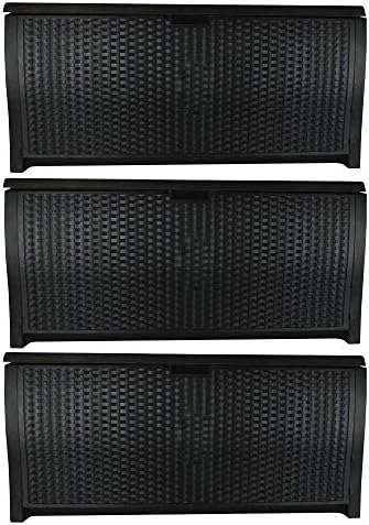 Suncast 99 Gallon Deck Garden Garage Home Wicker Resin Pool Box, Mocha (3 Pack) by Unknown