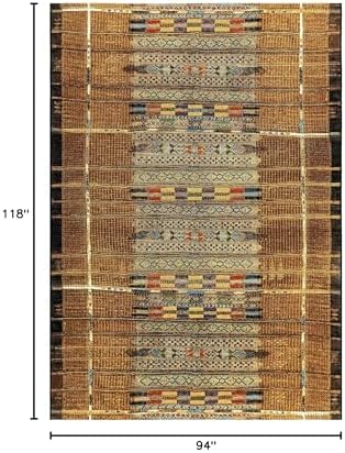Liora Manne Marina Low Profile Durable Indoor/Outdoor Woven Rug- Tribal Stripe Gold 7'10" x 9'10" - Image 2