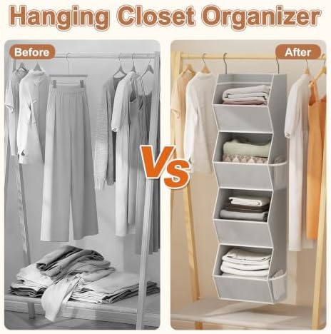 Wawocs 4 Shelf Hanging Closet Organizers and Storage for Kids 2 Packs, Grey - Image 6