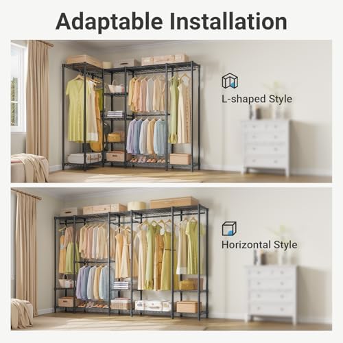 VIPEK V50 Heavy Duty Clothes Rack with Adjustable Shelves, Black - Image 2