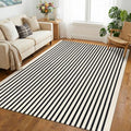 KOZYFLY 5x8 ft Area Rug Woven Washable Striped Rug, Beige and Black by KOZYFLY
