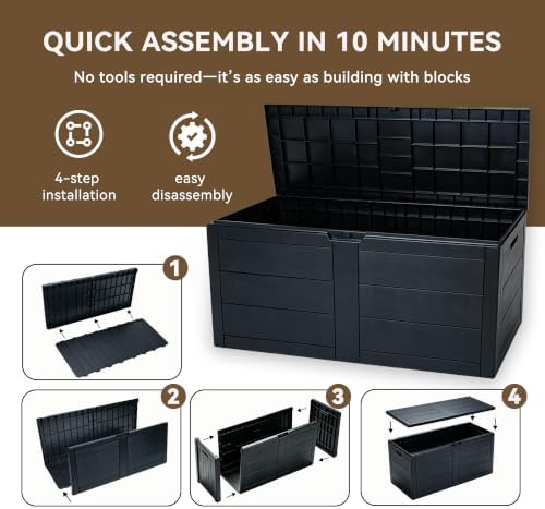 70 Gallon Deck Box, Outdoor Storage Box Waterproof, Patio Storage - Image 7