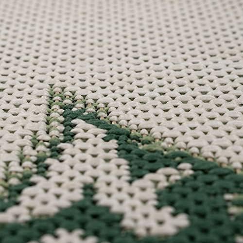 Paco Home Tropical Outdoor Rug Jungle Leaves Design for Patio in Green Beige, Size: 4'7" x 6'7" - Image 6