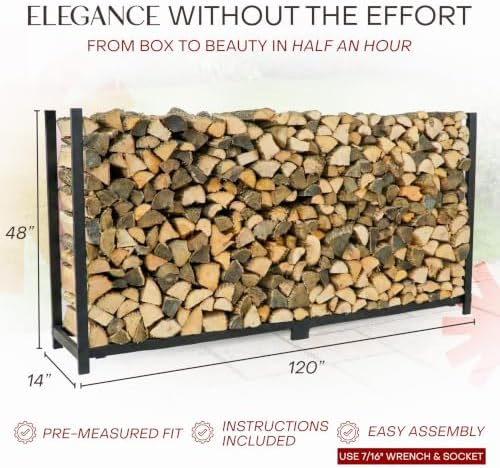 Woodhaven 10-Foot Brown Firewood Rack – Made in USA – 1/2 Cord Raised Lumber Storage Rack – Keeps Wood Dry & Ready – Heavy-Duty Steel, Lifetime Structural Warranty (Without Cover) - Image 4