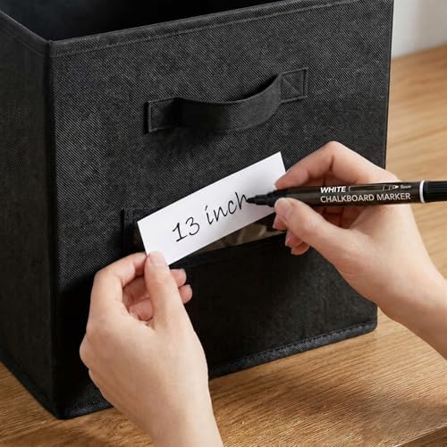 Storage Bins,13 Inch Cube Storage Bin with Labels,6pcs,Black - Image 4