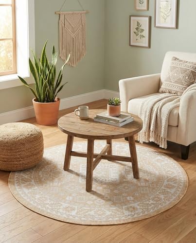 Rugs.com - Outdoor Aztec Rug – 4 Ft Round Natural Indoor/Outdoor Rug – Washable, Stain-Resistant for Patios, Decks, and Porches - Image 4