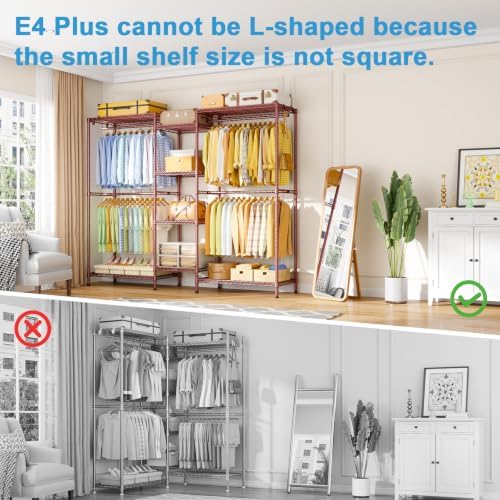 Ulif E4 Plus Heavy Duty Clothes Rack, Bronze Metal Closet Storage System - Image 2