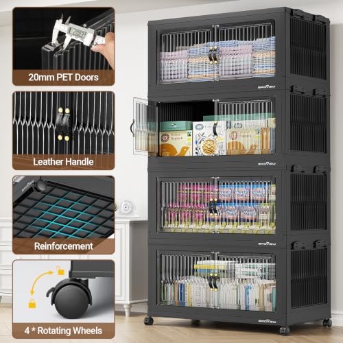 BROVIEW 1000Qt Stackable Storage Bins with Lid for Home Dorm, 5Pack Black - Image 3