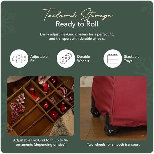Covermates Rolling Adjustable Ornament Storage Bag, 19.25"W x 13"D x 18.5"H - Image 5