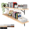 Kaboon 55 inch Long 10 inch Deep Floating Shelves for Wall Set of 2, Large Open Shelves Wall Mounted, Space Saving Home and Commercial Use, Light Walnut by Kaboon