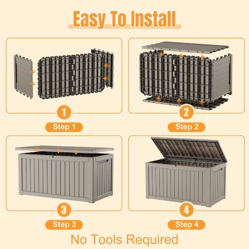 Outdoor Storage Box,Resin Deck Box with Support Rod - Image 7