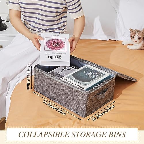 Soaoo 5 Pcs 15 x 10 x 6'' Fabric Storage Bins with Zipper Lids, Gray - Image 2