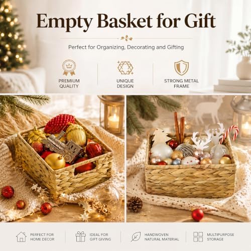 Suzile 3 Pack Wicker Storage Baskets, Water Hyacinth, M - Image 5