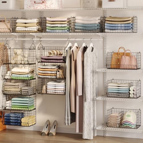5 Tier Extra Large Closet Hanging Organizer with 5 Dividers,16.5"L x 11.8"W x 51.4"H Closet Organizers and Storage with 5 S Hooks,Clothes Organizer for Sweaters Clutches Handbags Hats Accessories - Image 2
