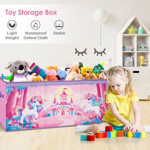 decalsweet Large Toy Box Collapsible Chest Organizer with Flip Lid for Kids - Image 5