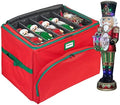 Christmas Nutcracker and Figurine Collectible Storage Box - Holds Up to 72 Ornaments 4” x 4” - Top Adjustable Compartments for Figurines, Nutcrackers, etc - Heavy Duty 600D/ Inside PVC Material by HOLDN%E2%80%99STORAGE