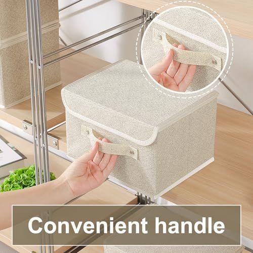 Storage Bins with Handles,Grey and Beige,10.2x7.9x6.7in,5 Pack - Image 6