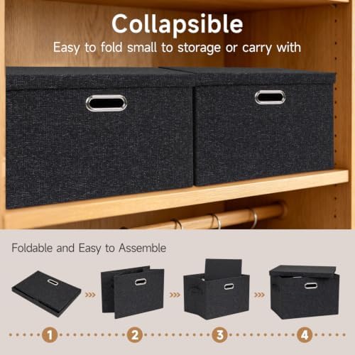 Storage Bins with Lids,Fabric Storage Bins with lids 16.3"x11.6"x10.9" - Image 4