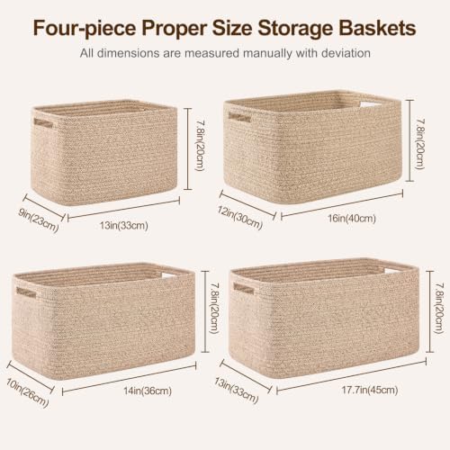 OIAHOMY 4 Pack Storage Baskets for Organizing 20L Cube Storage Bins Brown - Image 2