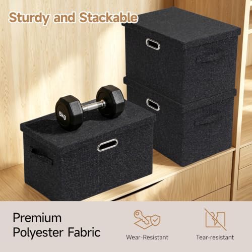 Storage Bins with Lids,Fabric Storage Bins with lids 16.3"x11.6"x10.9" - Image 3