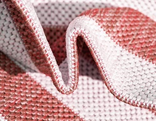 Unique Loom Outdoor Collection Classic Stripes, Transitional Indoor & Outdoor Area Rug, Rectangular 4' 0" x 4' 0", Red/Ivory - Image 7