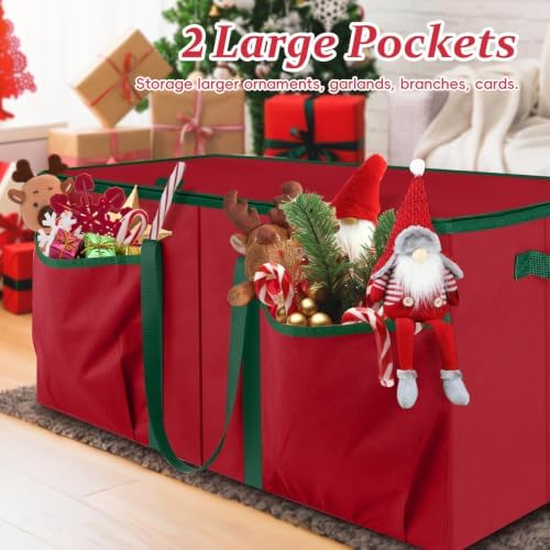SeasonBliss Christmas Ornament Storage Box, Large Holds 256 Balls, Red - Image 6