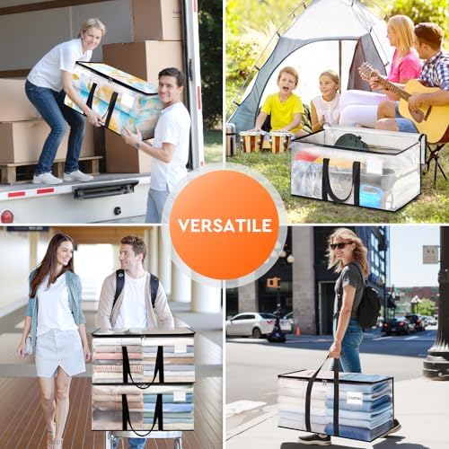 HomeHacks Large Moving Bags, Heavy Duty Clear Storage Bags, 8 Pack 125L - Image 7