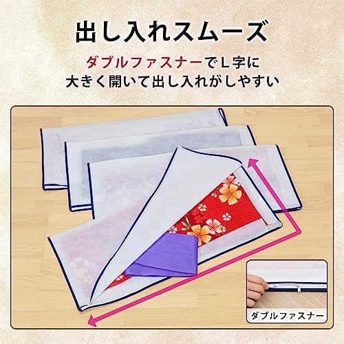 アストロ Astro 173-10 Kimono Storage Case, 2-Way Opening, 4-Piece Set, No Window, Breathable Non-Woven Fabric, Protects Against Dust and Dirt, Storage Bag, Zipper Type - Image 4