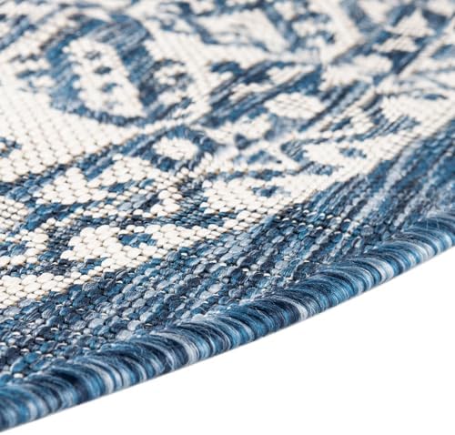Rugs.com - Outdoor Aztec Rug – 3' 1 x 5' 3 Oval Blue Indoor/Outdoor Rug – Durable Flatweave for Patios, Decks, and Porches - Image 6