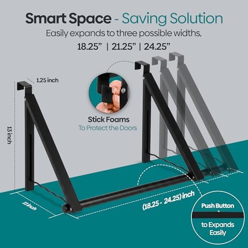 HOLDN’ STORAGE Over The Door Hanger Rack Foldable, Black - Image 3