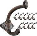 Dseap Cast Iron Wall Hooks, Heavy Duty Coat Hooks, Rustic Vintage Farmhouse Hook for Hanging Winter Coats Jackets Towels Hats Bags Plants, Antique Brown, Pack of 10 (ShldCast) by Dseap