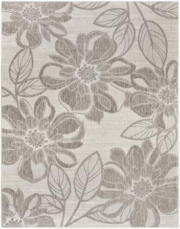 Gertmenian Indoor Outdoor Casual Area Rug - 6x9 Medium, Fade Resistant, Ideal for High Traffic in Living Room, Bedroom, Patio - Woodbury Floral, Gray, 28818 by Gertmenian