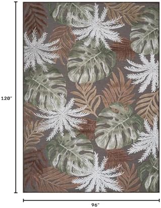 Luul Home Floral Indoor Outdoor Rugs 8x10 Large Area Rug for Living Room, Patio Decor, Kitchen, and Entryway Rug, Washable Stain Resistant Outside Carpet Brown 8 x 10 - Image 2