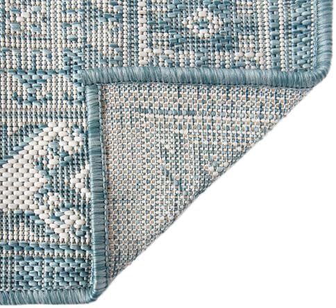 Rugs.com - Outdoor Aztec Rug – 8 Ft Runner Aqua Washable Indoor/Outdoor Rug – Weather Resistant Flatweave for Patios, Decks, Porches, and Outdoor Walkways - Image 6
