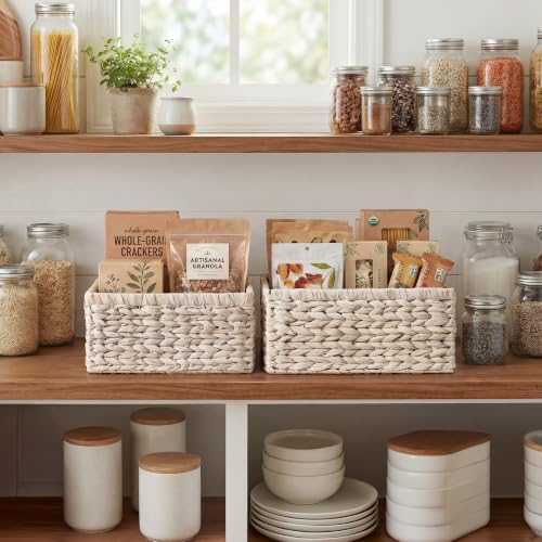 StorageWorks Large Wicker Baskets for Storage, White Wicker Baskets, 2-Pack - Image 2
