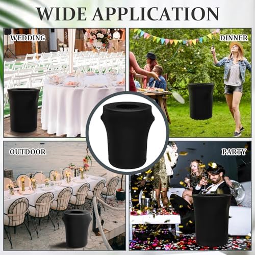 Tanlade 2 Pcs 44 Gallon Stretch Spandex Trash Can Covers Round, Black - Image 6