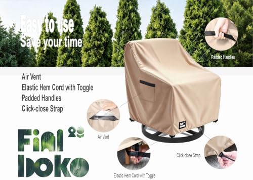 Patio Chair Covers 2 Pack,33Wx35Dx36H inches Outdoor Chair Covers,100% Waterproof Heavy Duty Outdoor Furniture Covers Waterproof,Light Brown Minimalism Style Patio Furniture Cover - Image 5