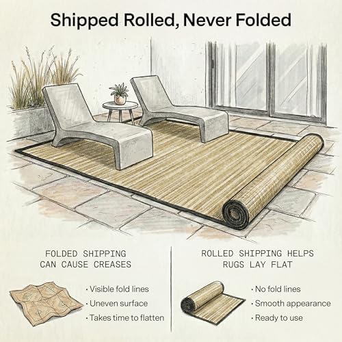 Fab Habitat Outdoor Rug - Waterproof, Fade Resistant, Crease-Free - Premium Recycled Plastic - Striped - Porch, Deck, Balcony, Mudroom, Laundry Room, Patio - Cancun Shadow - Sand & Black - 3 x 5 ft - Image 4