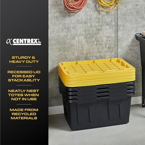 CX Heavy Duty 27-Gallon Stackable Plastic Storage Bins with Lids, 4 Pack - Image 4