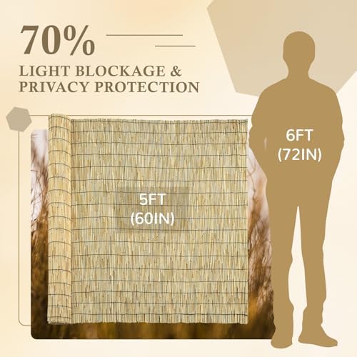 Natural 5FT X16.4FT Reed Fencing Roll Bamboo Privacy Fence Screen - Image 3