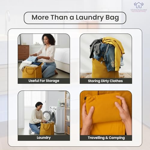 LFH Home Large Premium Cotton Rich Canvas Laundry Bag with Drawstring and Handles Heavy Duty, Multi-Use, and Washable for Home, Travel, College or Storage 24x36 (Pack of 4)-Yellow - Image 6